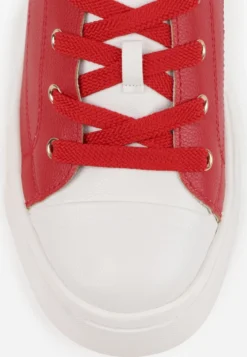 Czerwone Płaskie Sneakersy Vices ze Sznurowaniem Lorori