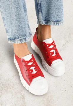 Czerwone Płaskie Sneakersy Vices ze Sznurowaniem Lorori