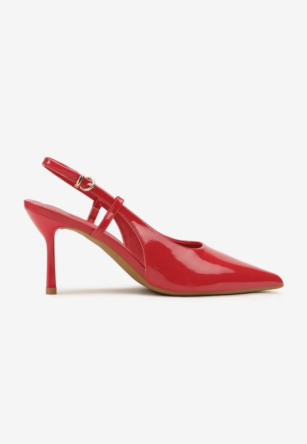 Czerwone Sandały Lakierowane Vices na Szpilce Slingback Raleira