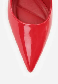 Czerwone Sandały Lakierowane Vices na Szpilce Typu Slingback Dolenita
