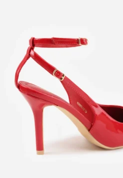 Czerwone Sandały Lakierowane Vices na Szpilce Typu Slingback Dolenita