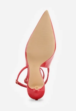Czerwone Sandały Lakierowane Vices na Szpilce Typu Slingback Dolenita