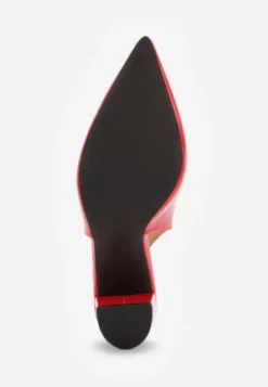Czerwone Sandały Lakierowane na Słupku Slingback Halasela