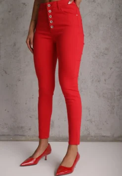Czerwone Spodnie Skinny Winvienne