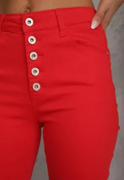 Czerwone Spodnie Skinny Winvienne