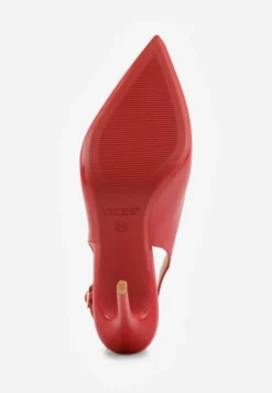 Czerwone Szpilki VICES Slingback z Wkładką ze Skóry Naturalnej Zoretta