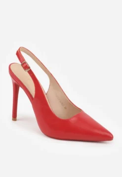 Czerwone Szpilki VICES Slingback z Wkładką ze Skóry Naturalnej Zoretta