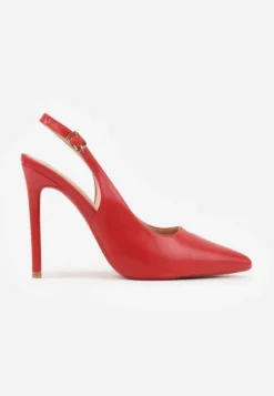 Czerwone Szpilki VICES Slingback z Wkładką ze Skóry Naturalnej Zoretta