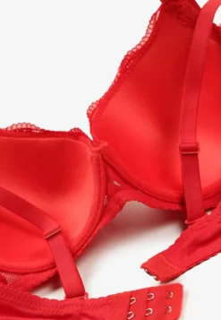 Czerwony Biustonosz Typu Full Cup z Koronką Ellanis