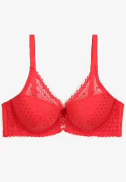 Czerwony Biustonosz z Koronki z Efektem Push-Up Garnena