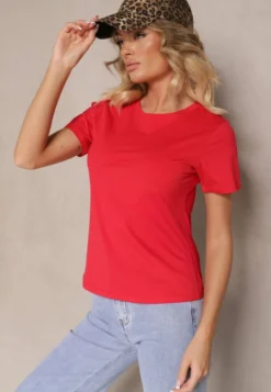Czerwony Casualowy Bawełniany T-shirt Rivali