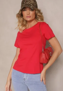 Czerwony Casualowy Bawełniany T-shirt Rivali