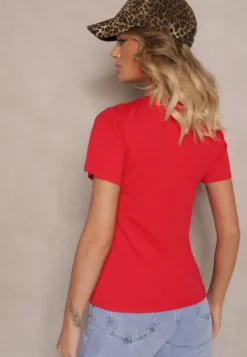 Czerwony Casualowy Bawełniany T-shirt Rivali