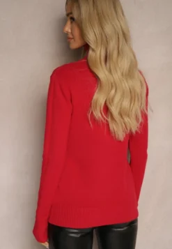 Czerwony Golf Sweter o Dopasowanym Kroju z Kaszmirem Zairith