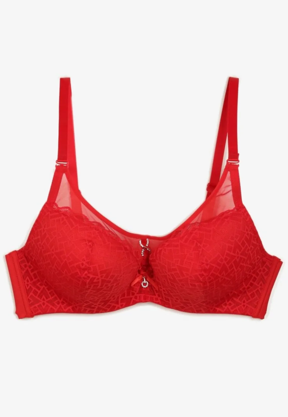 Czerwony Koronkowy Biustonosz Push-Up Evantia