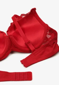 Czerwony Koronkowy Biustonosz o Kroju Push-Up Neladrith