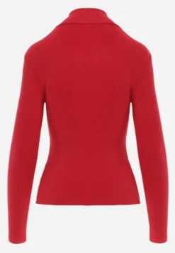 Czerwony Sweter Golf z Ozdobnym Przeszyciem Dayshawn