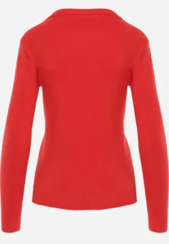 Czerwony Sweter z Bawełną w Minimalistycznym Stylu Radeken