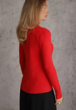 Czerwony Sweter z Bawełną w Minimalistycznym Stylu Radeken