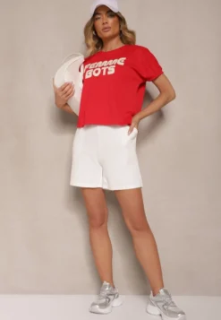 Czerwony T-shirt z Nadrukiem Napisu Dezerine