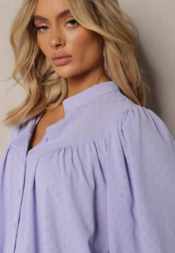 Fioletowa Koszula ze Stójką Inspirowana Stylem Retro Bubiana