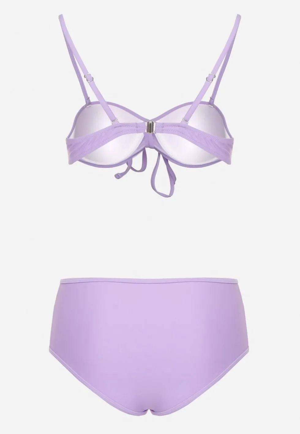 Fioletowe Bikini Biustonosz i Majtki Figi High Waist z Siateczkowymi Zdobieniami Kinovia