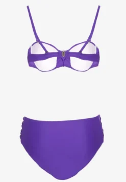 Fioletowe Bikini Figi i Usztywniany Biustonosz z Marszczeniem Vintelle