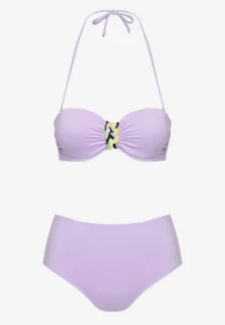 Fioletowe Bikini Majtki Figi i Biustonosz z Ozdobną Wstawką Natamara