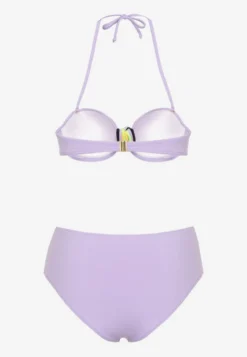 Fioletowe Bikini Majtki Figi i Biustonosz z Ozdobną Wstawką Natamara