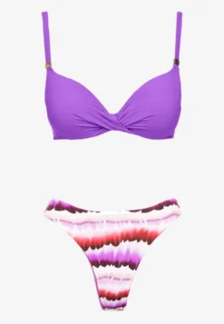 Fioletowe Bikini Majtki Figi Ozdobione Nadrukiem i Biustonosz Natinalia