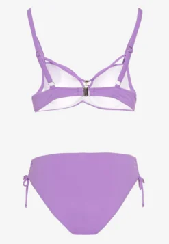 Fioletowe Bikini Majtki Figi z Regulacją i Biustonosz z Ozdobą Natrissa