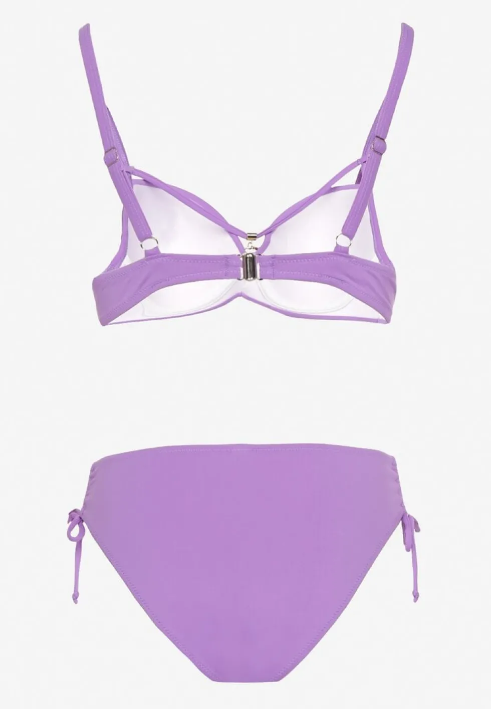 Fioletowe Bikini Majtki Figi z Regulacją i Biustonosz z Ozdobą Natrissa