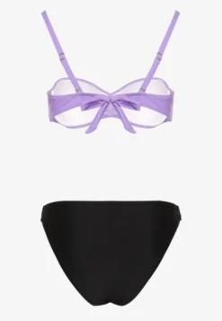 Fioletowe Bikini Majtki Figi i Biustonosz z Marszczeniem Sepiana
