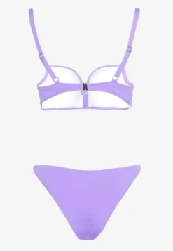 Fioletowe Bikini z Cyrkoniami i Regulowanymi Ramiączkami Tloen