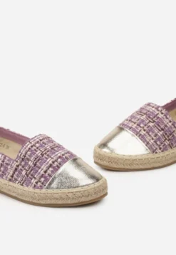 Fioletowe Espadryle z Tweedowego Materiału z Plecionką na Podeszwie Hexiria