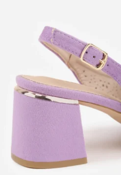 Fioletowe Sandały Vices na Słupku Slingback ze Skórzaną Wkładką i Ażurowym Wzorem Iffinira