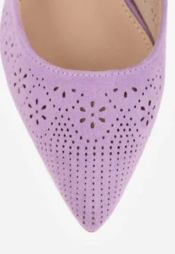 Fioletowe Sandały Vices na Słupku Slingback ze Skórzaną Wkładką i Ażurowym Wzorem Iffinira