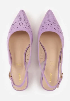 Fioletowe Sandały Vices na Słupku Slingback ze Skórzaną Wkładką i Ażurowym Wzorem Iffinira