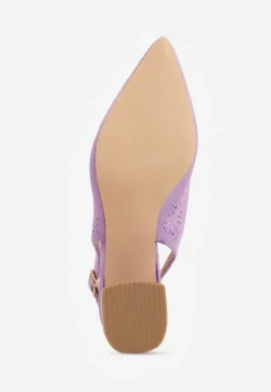 Fioletowe Sandały Vices na Słupku Slingback ze Skórzaną Wkładką i Ażurowym Wzorem Iffinira