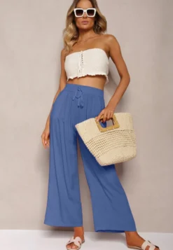 Fioletowe Spodnie Bawełniane z Szerokimi Nogawkami Vimavie