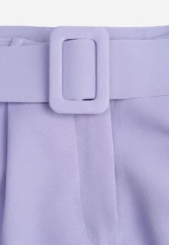 Fioletowe Spodnie Garniturowe High Waist z Paskiem Wenus