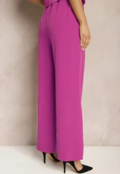 Fioletowe Szerokie Spodnie w Eleganckim Stylu Hanessame