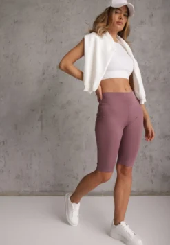 Fioletowe Szorty Bikery High Waist z Wyszczuplającym Pasem Briarrose