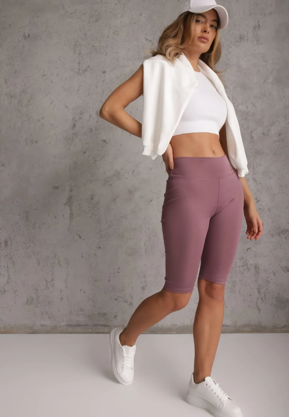 Fioletowe Szorty Bikery High Waist z Wyszczuplającym Pasem Briarrose