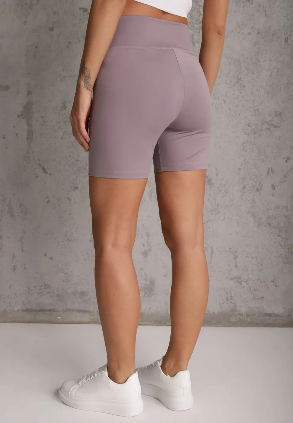Fioletowe Szorty Kolarki High Waist Marerila