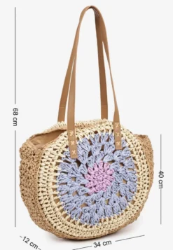 Fioletowo-Beżowa Pleciona Torebka w Stylu Boho Ulofina