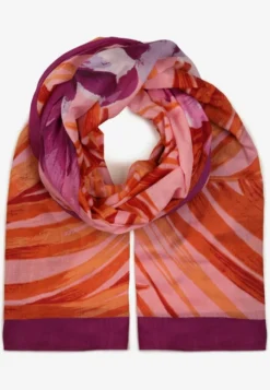 Fioletowo-Różowy Bawełniany Szalik w Print Jellala