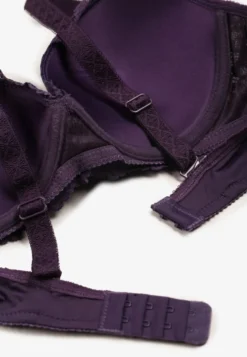 Fioletowy Biustonosz z Koronką i Funkcją Push Up Wifia