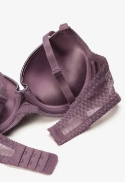 Fioletowy Push-Up Biustonosz Koronkowy na Regulowanych Ramiączkach Lunetia
