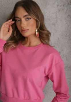 Fuksjowa Bluza z Bawełną ze Ściągaczami przy Rękawach i w Pasie Alberia